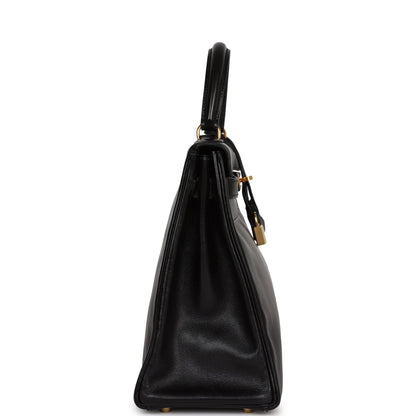 Hermes Kelly 32 Retourne Black Gulliver Gold Hardware