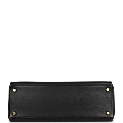 Hermes Kelly 32 Retourne Black Gulliver Gold Hardware