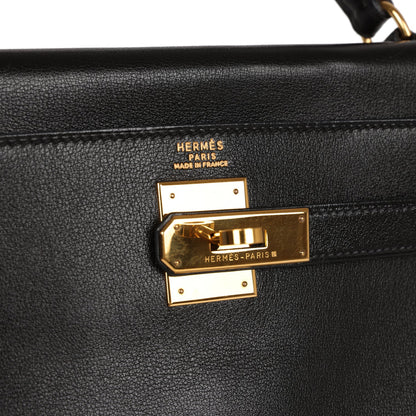 Hermes Kelly 32 Retourne Black Gulliver Gold Hardware