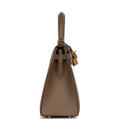 Hermes Kelly 25 Sellier Etoupe Epsom Gold Hardware