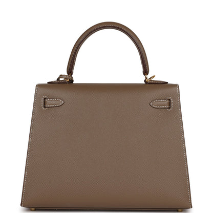 Hermes Kelly 25 Sellier Etoupe Epsom Gold Hardware
