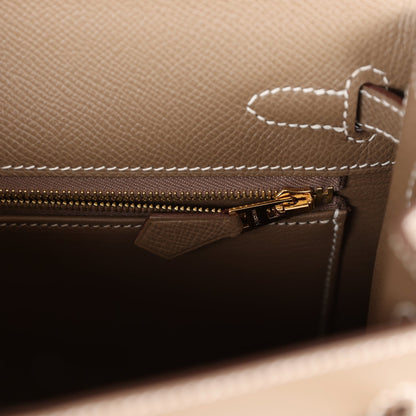 Hermes Kelly 25 Sellier Etoupe Epsom Gold Hardware