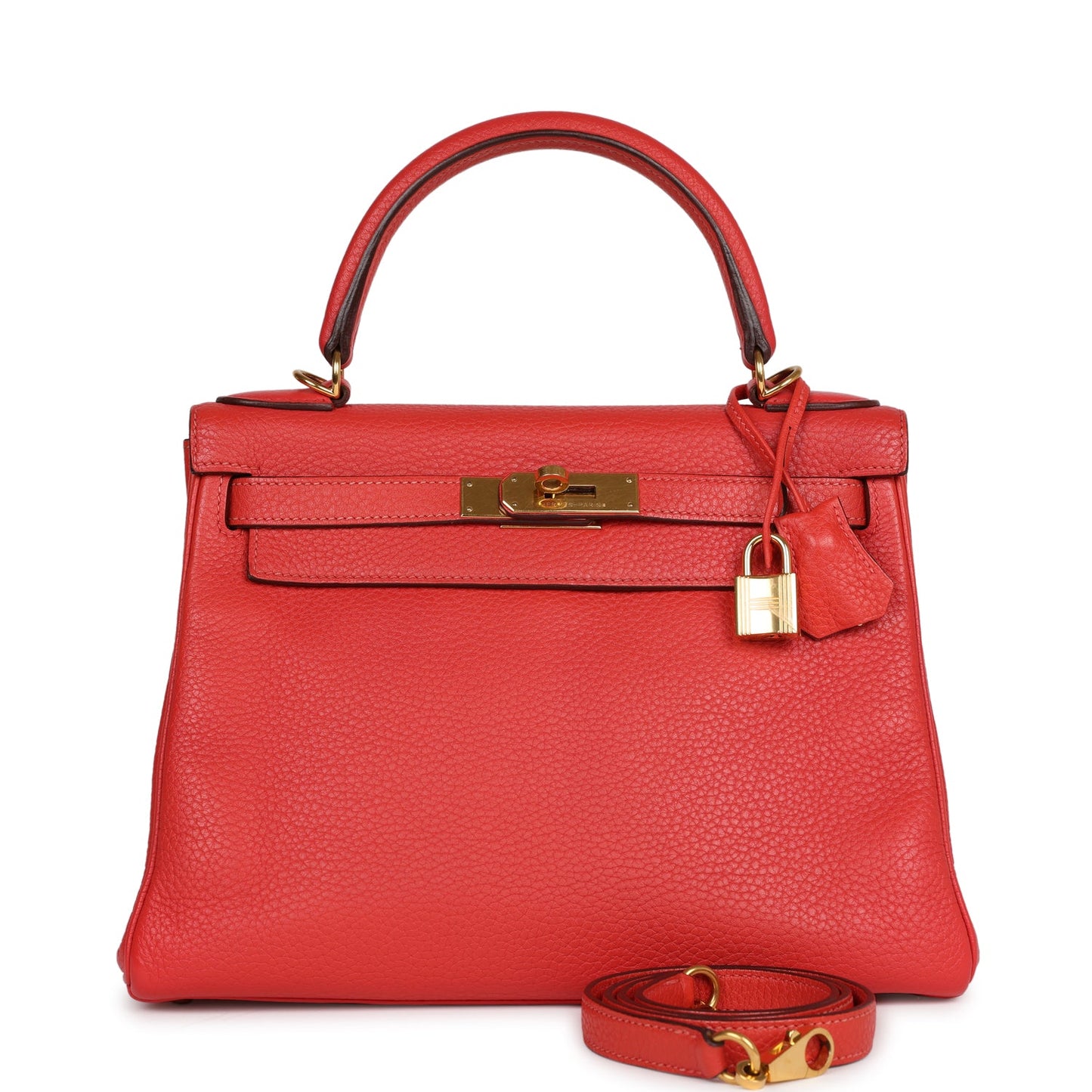 Hermes Kelly 28 Retourne Rouge Pivoine Togo Gold Hardware
