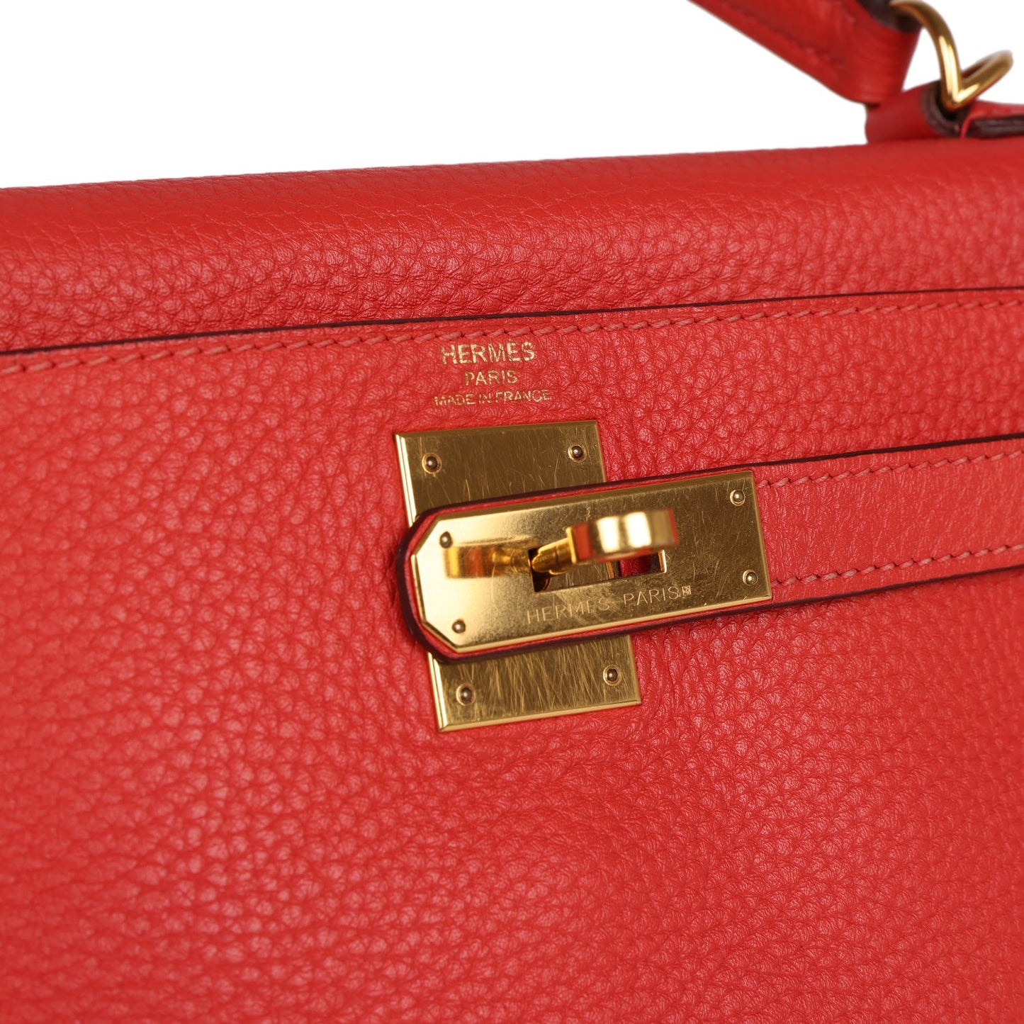Hermes Kelly 28 Retourne Rouge Pivoine Togo Gold Hardware