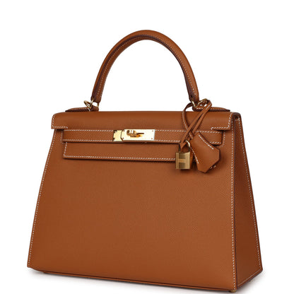 Hermes Kelly 28 Sellier Gold Epsom Gold Hardware