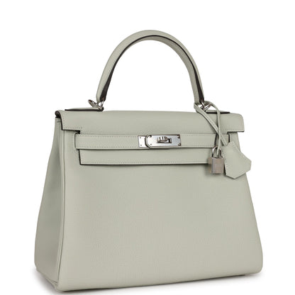 Hermes Kelly 28 Retourne Gris Neve Togo Palladium Hardware