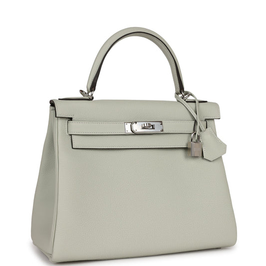 Hermes Kelly 28 Retourne Gris Neve Togo Palladium Hardware