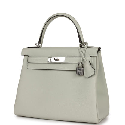 Hermes Kelly 28 Retourne Gris Neve Togo Palladium Hardware
