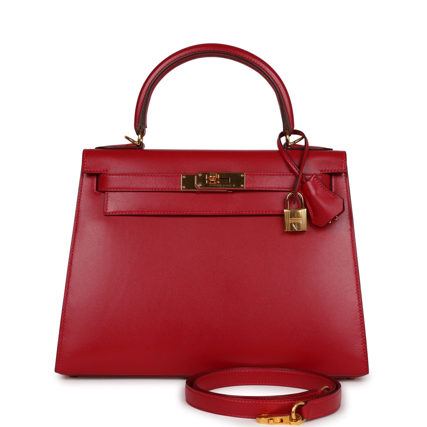 Hermes Kelly 28 Sellier Rouge Vif Tadelakt Gold Hardware