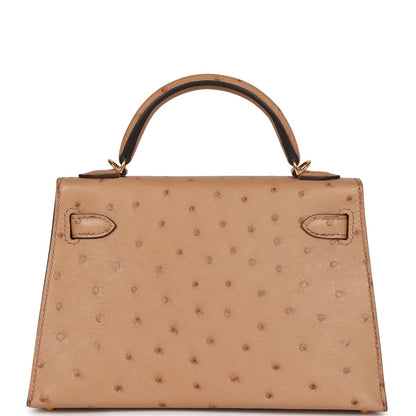 Hermes Kelly 20 Sellier Chai Ostrich Gold Hardware
