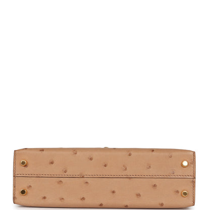 Hermes Kelly 20 Sellier Chai Ostrich Gold Hardware