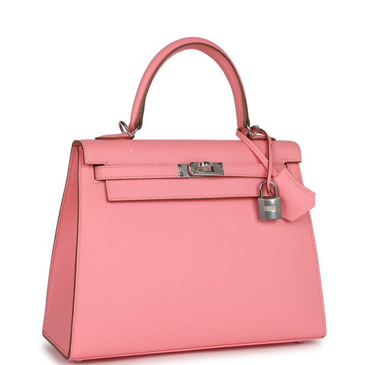 Hermes Kelly 25 Sellier Rose Confetti Epsom Palladium Hardware