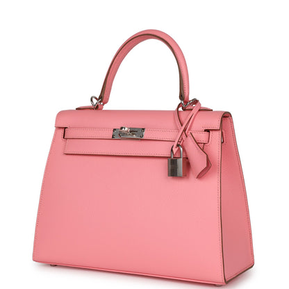 Hermes Kelly 25 Sellier Rose Confetti Epsom Palladium Hardware