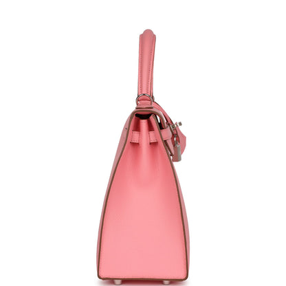 Hermes Kelly 25 Sellier Rose Confetti Epsom Palladium Hardware
