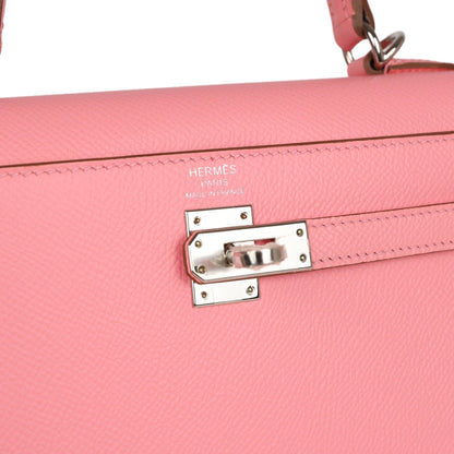 Hermes Kelly 25 Sellier Rose Confetti Epsom Palladium Hardware