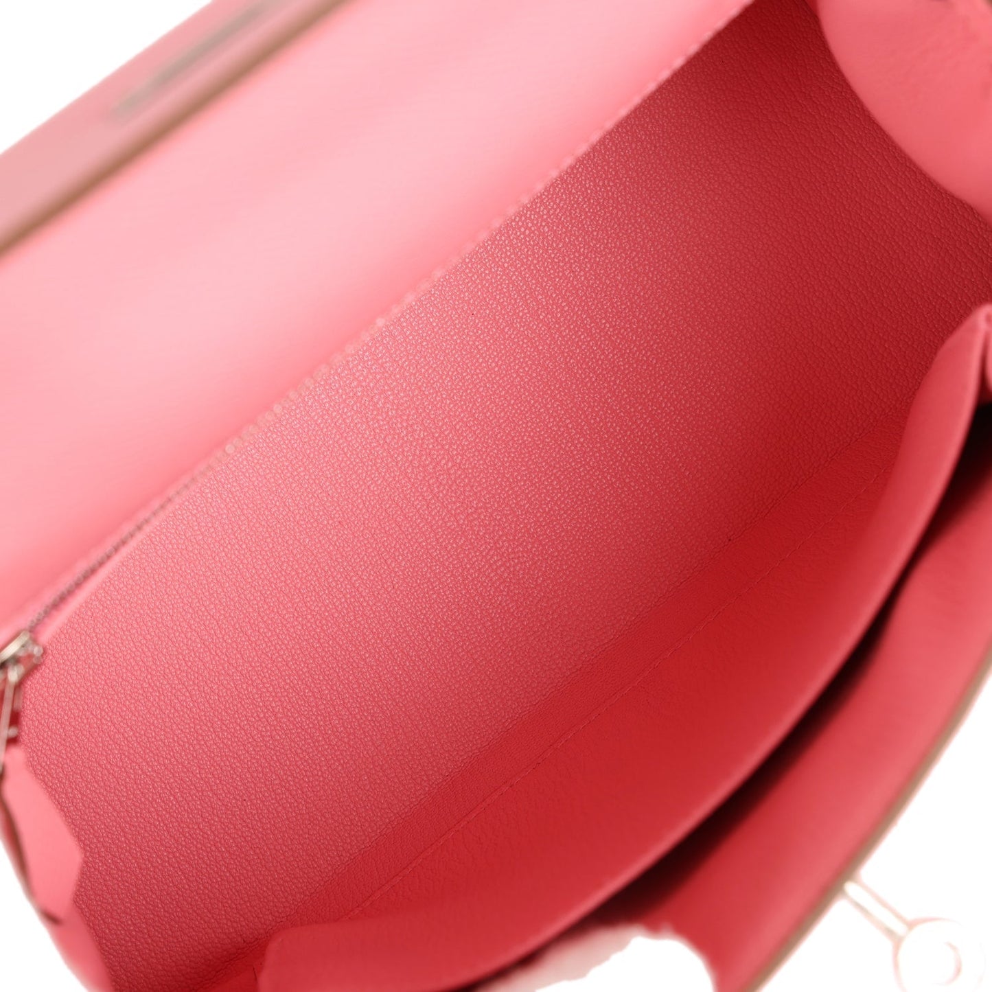 Hermes Kelly 25 Sellier Rose Confetti Epsom Palladium Hardware