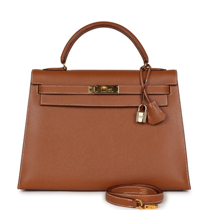 Hermes Kelly 32 Sellier Gold Courcheval Gold Hardware