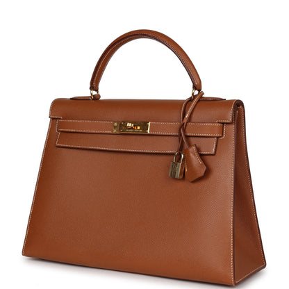 Hermes Kelly 32 Sellier Gold Courcheval Gold Hardware