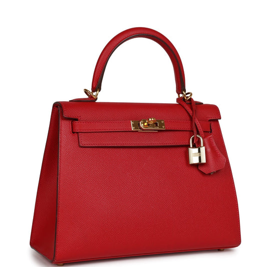 Hermes Kelly 25 Sellier Rouge Casaque Epsom Gold Hardware