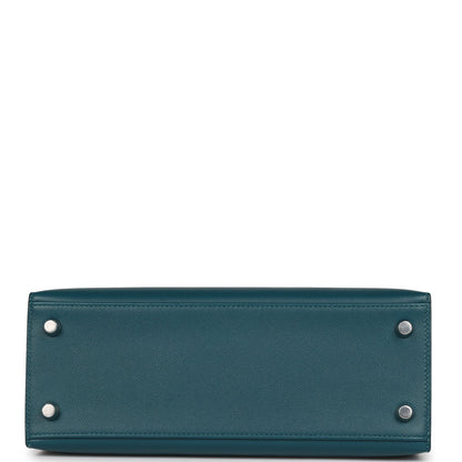 Hermes Kelly 25 Sellier Vert Bosphore Verso Madame Palladium Hardware
