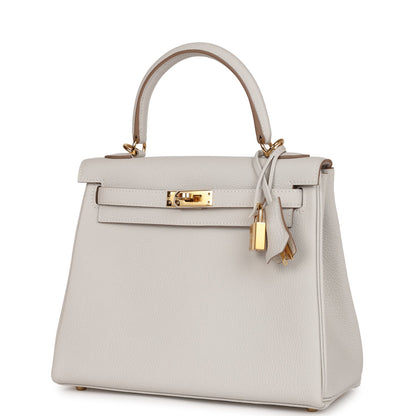 Hermes Kelly 25 Retourne Gris Pale Togo Gold Hardware