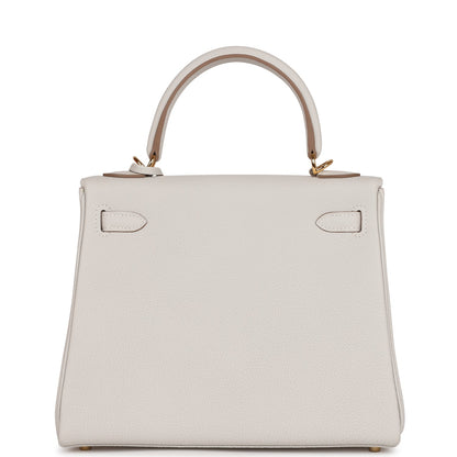 Hermes Kelly 25 Retourne Gris Pale Togo Gold Hardware