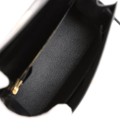 Hermes Kelly 25 Sellier Black Box Gold Hardware