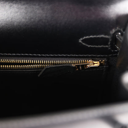 Hermes Kelly 25 Sellier Black Box Gold Hardware