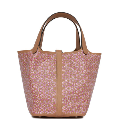 Hermes Picotin Lock 18 "Lucky Daisy" Chai Swift Palladium Hardware