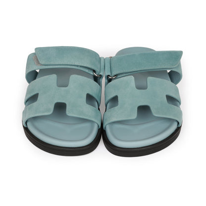 Hermes Chypre Sandals Bleu Suede 37