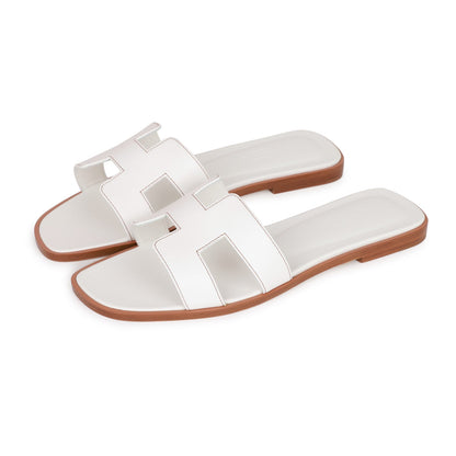Hermes Oran Sandals White Box Calfskin 38