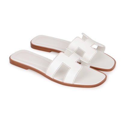 Hermes Oran Sandals White Box Calfskin 38
