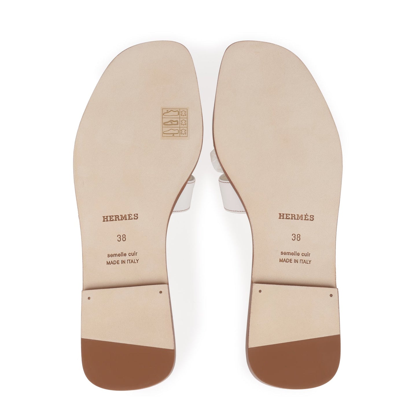 Hermes Oran Sandals White Box Calfskin 38