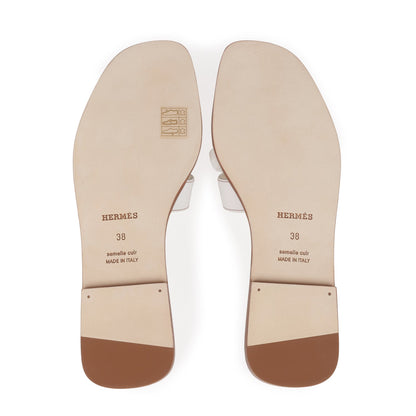 Hermes Oran Sandals White Box Calfskin 38