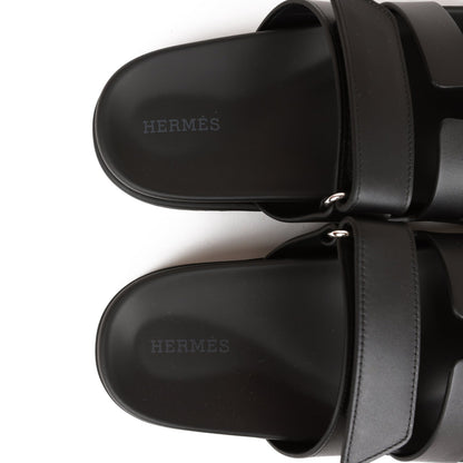 Hermes Chypre Sandals Black Calfskin 37
