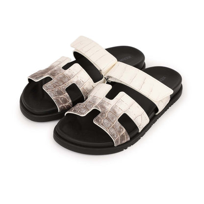 Hermes Chypre Sandals Himalaya Matte Crocodile Palladium Hardware 38