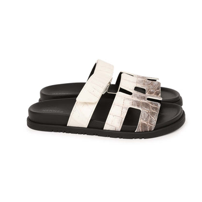 Hermes Chypre Sandals Himalaya Matte Crocodile Palladium Hardware 38