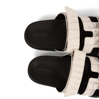 Hermes Chypre Sandals Himalaya Matte Crocodile Palladium Hardware 38