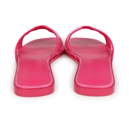 Hermes Oran Sandals Rose Flash Lizard 38.5