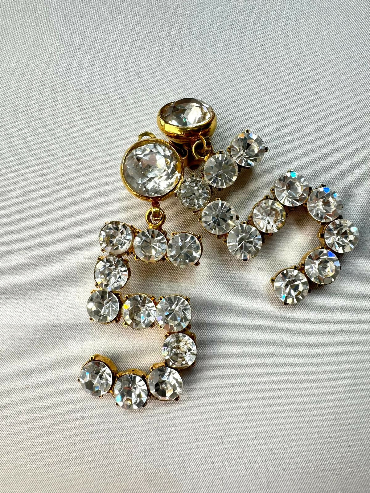Chanel Rare 1980s Vintage Crystal No. 5 Earrings
