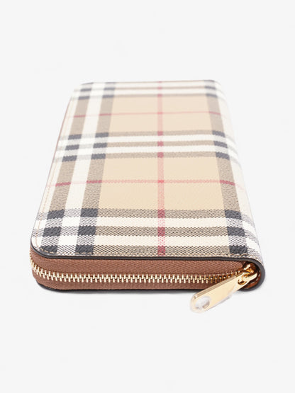Burberry Zip-Around Wallet Vintage Check Coated Canvas