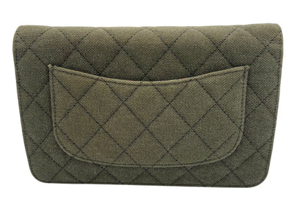 Chanel 17C Paris-Cuba Charms Military Green Canvas WOC Clutch Wallet on Chain