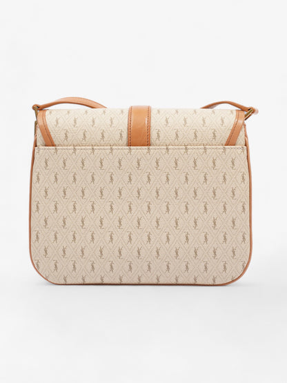 Saint Laurent Monogram Satchel Bag Beige / Brown Canvas