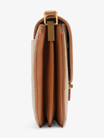 Saint Laurent Monogram Satchel Bag Beige / Brown Canvas