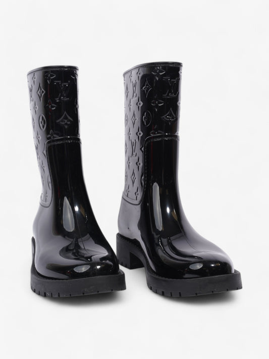 Louis Vuitton Drops Flat Half Boots Black Rubber EU 38 UK 5