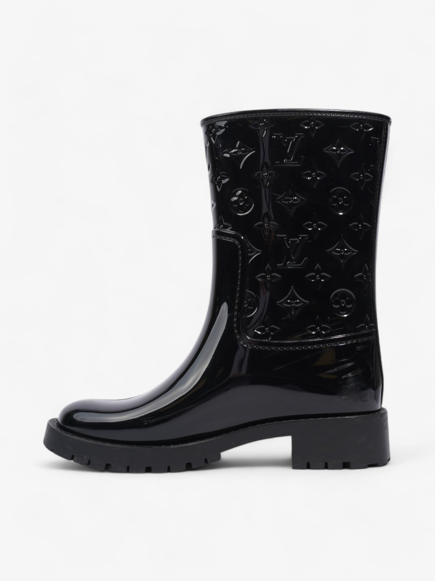Louis Vuitton Drops Flat Half Boots Black Rubber EU 38 UK 5