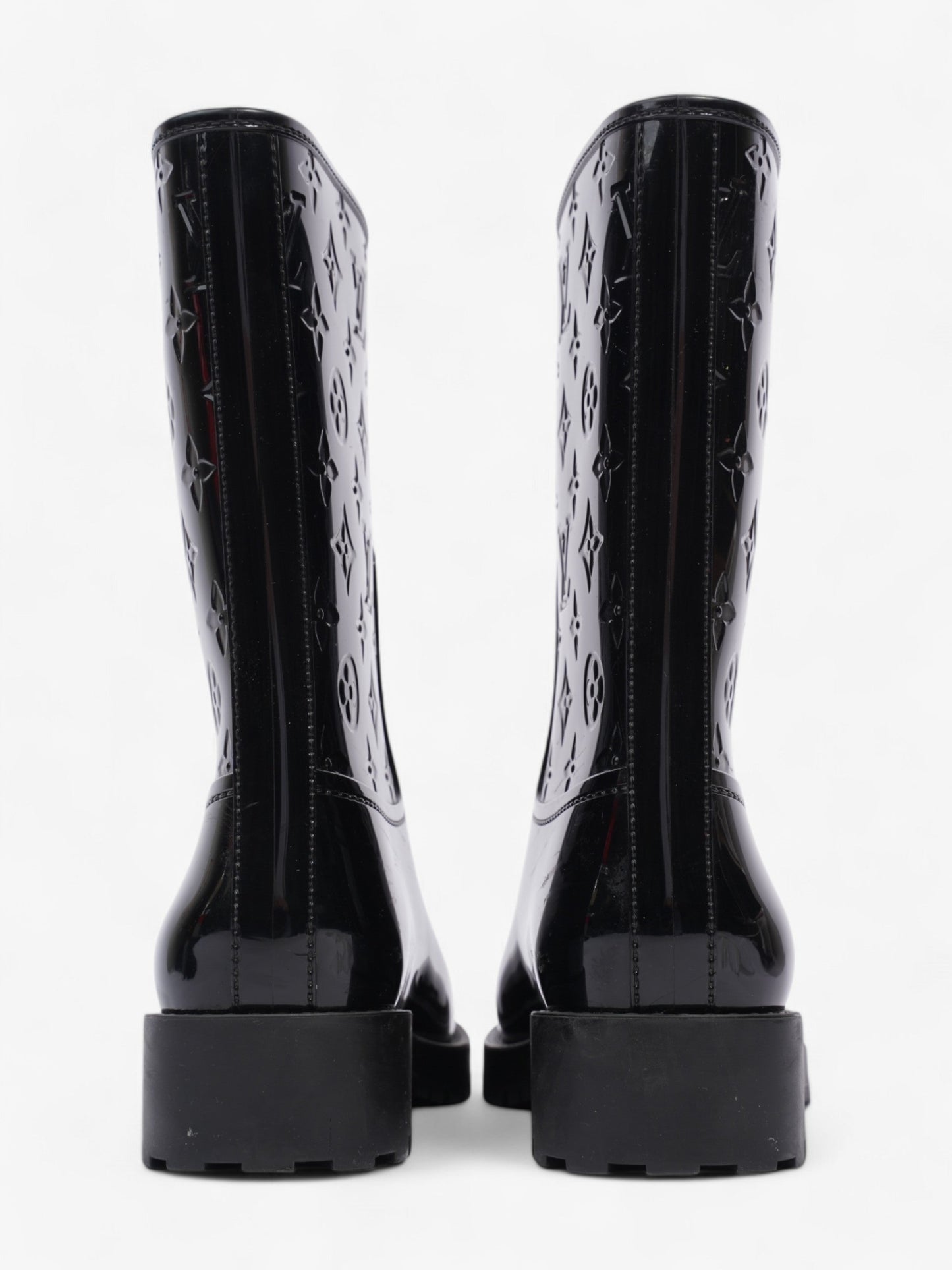 Louis Vuitton Drops Flat Half Boots Black Rubber EU 38 UK 5