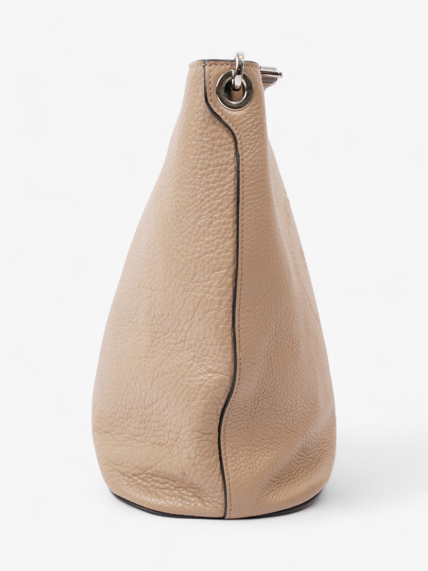 Prada Logo Bucket Bag Neutral Leather Medium