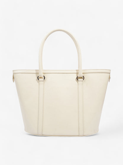 Christian Dior Tote Bag Off White Patent Leather