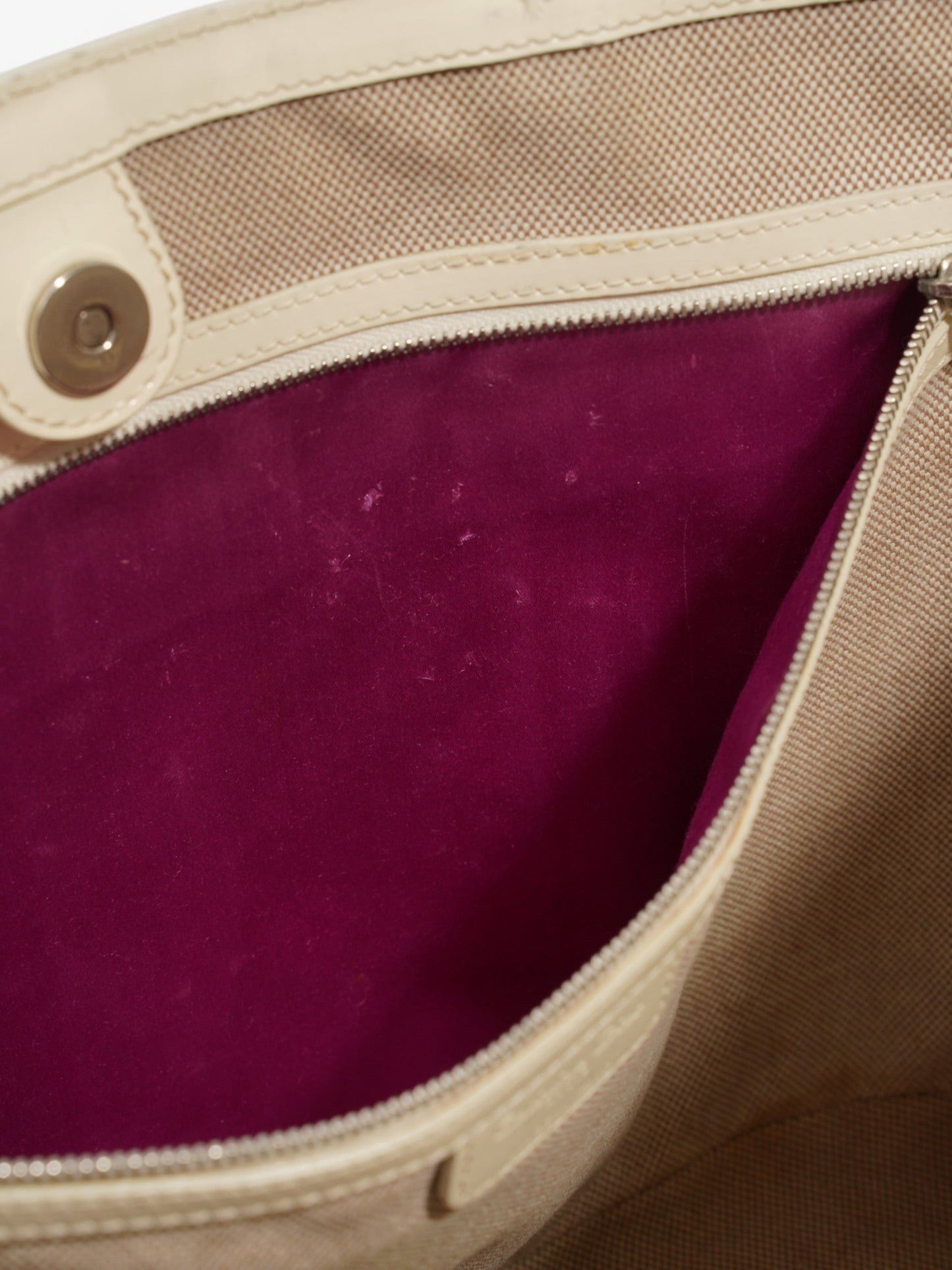 Christian Dior Tote Bag Off White Patent Leather
